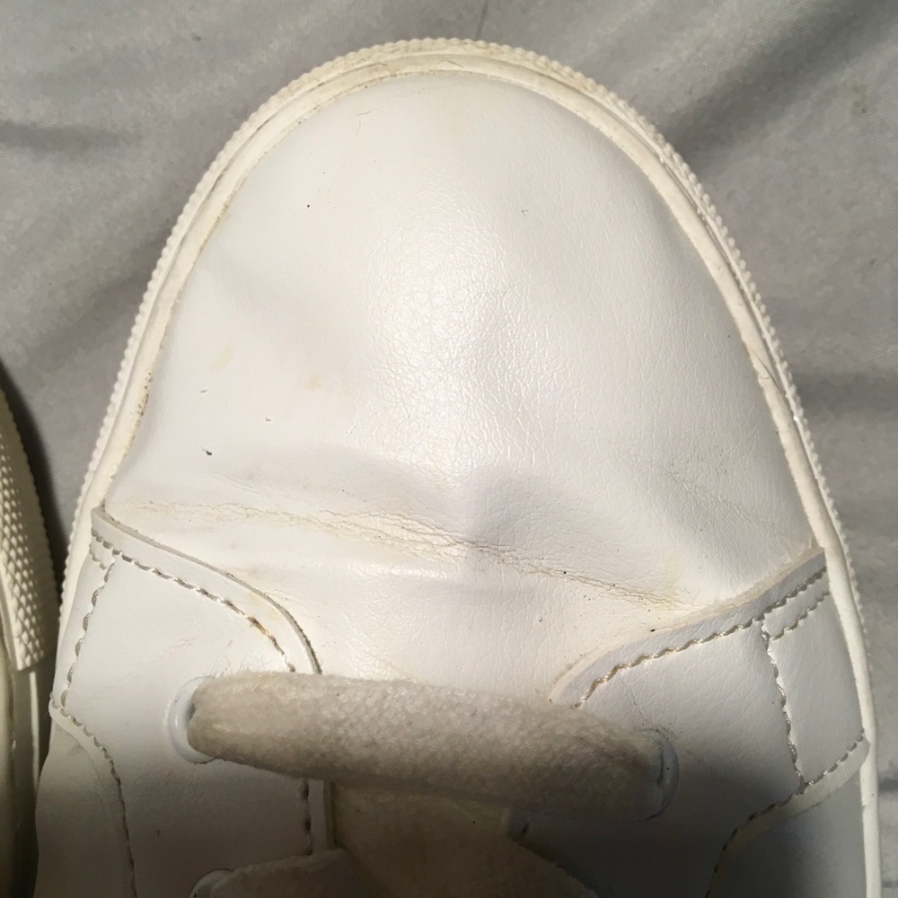 J Crew womens sneakers white w/ silver and gold stripes Size 9.5 - Picture 7 of 8